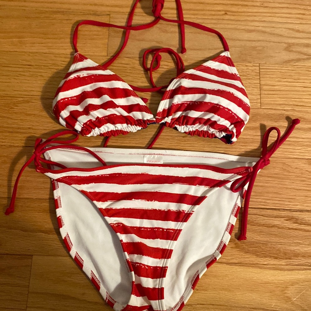 Red White & Blue Stripe With Stars Bikiny